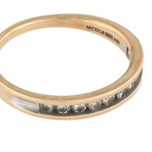 14K Gold Wedding Band with 10 Diamonds